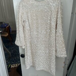 H&M Sequin Jersey Mini Dress – White – NWT